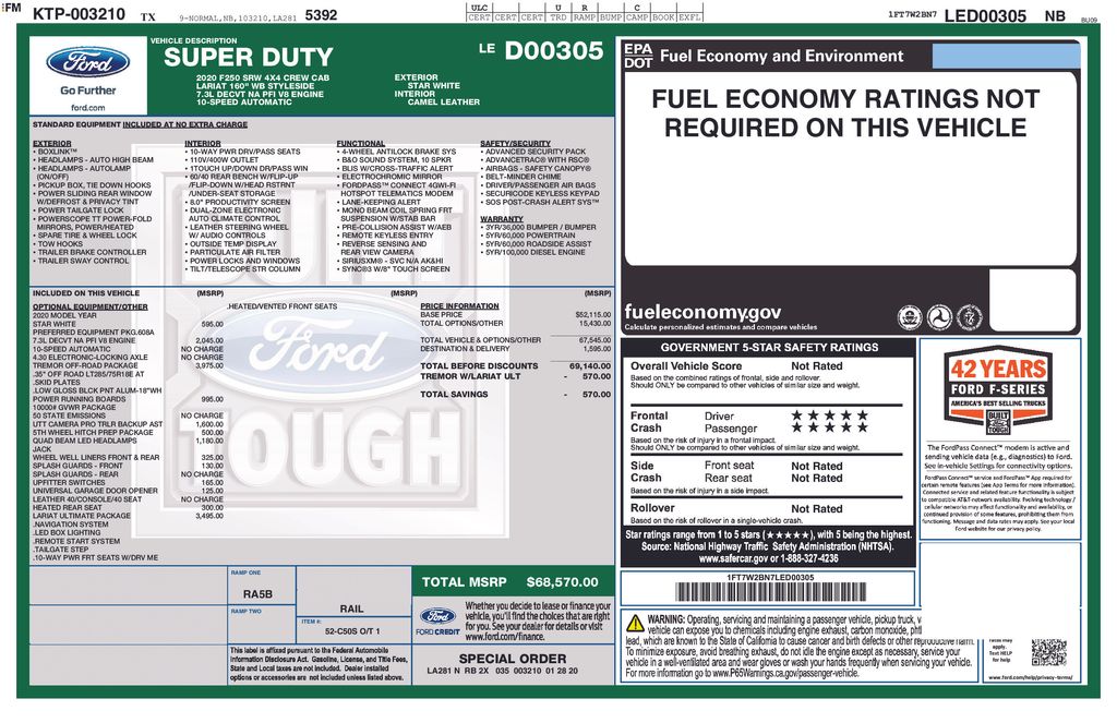ford f-250 super duty 2020 1FT7W2BN7LED00305 image